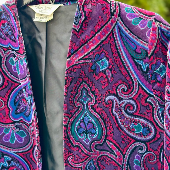 TanJay Multicolor Cotton Velvet Blazer - Picture 6 of 10